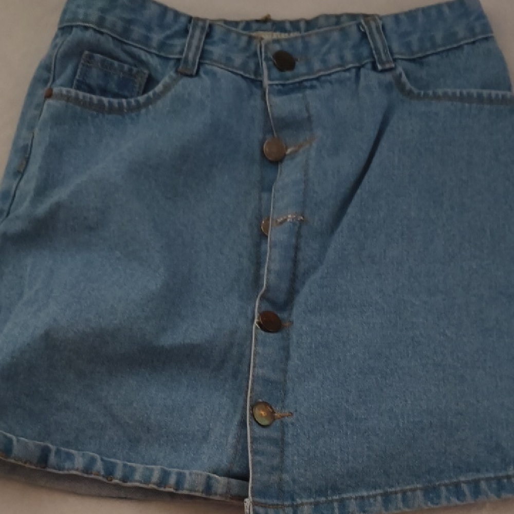 Denim Button-Front Mini Skirt Size 28